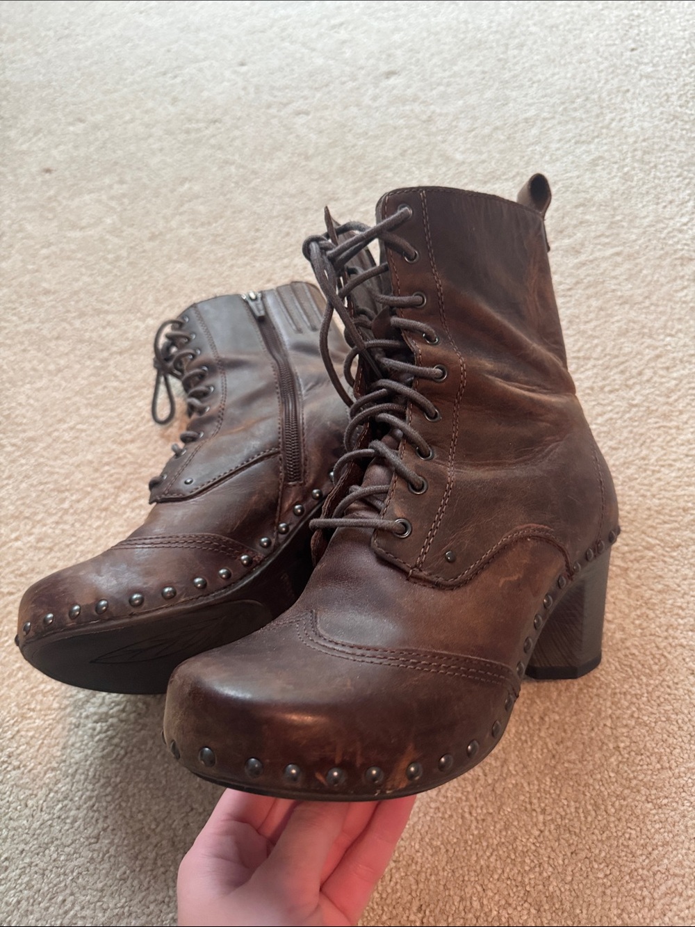 Dansko Women's Dark Brown Lace-Up Platform Boots - Picture 10 of 11